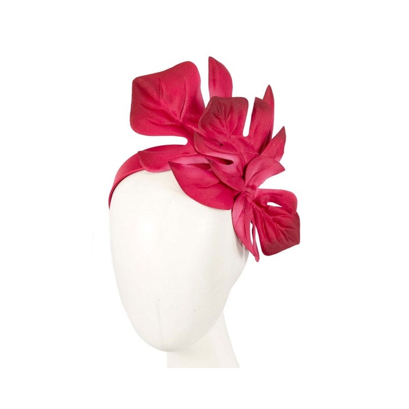 Red monstera leaves fascinator by Max Alexander