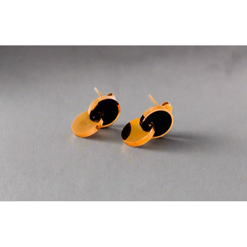Stainless Rose Gold Black Earrings | Le Russi