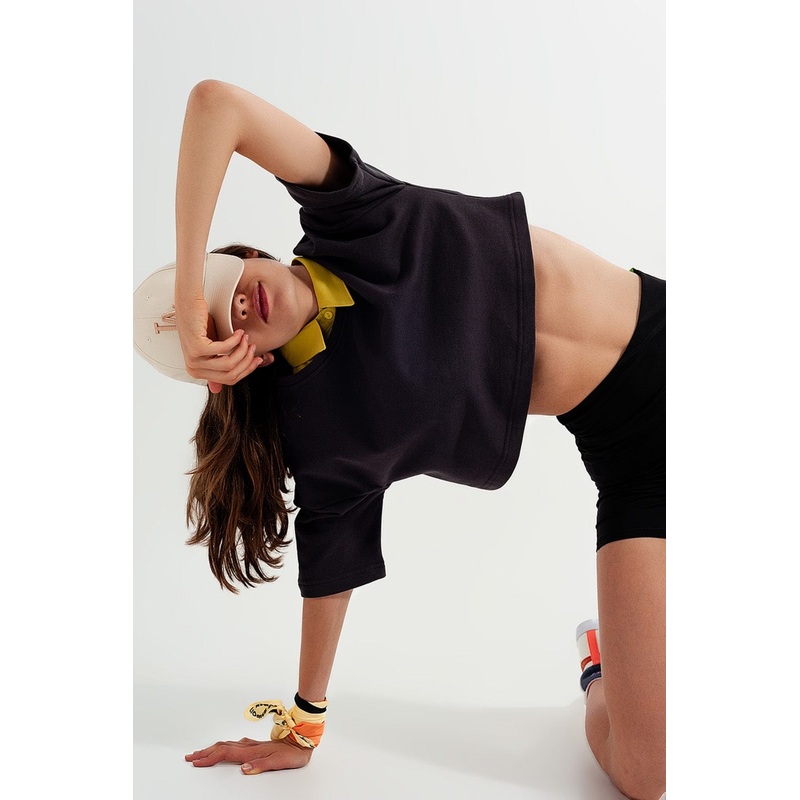 T Shirt Crop Top Dark Grey