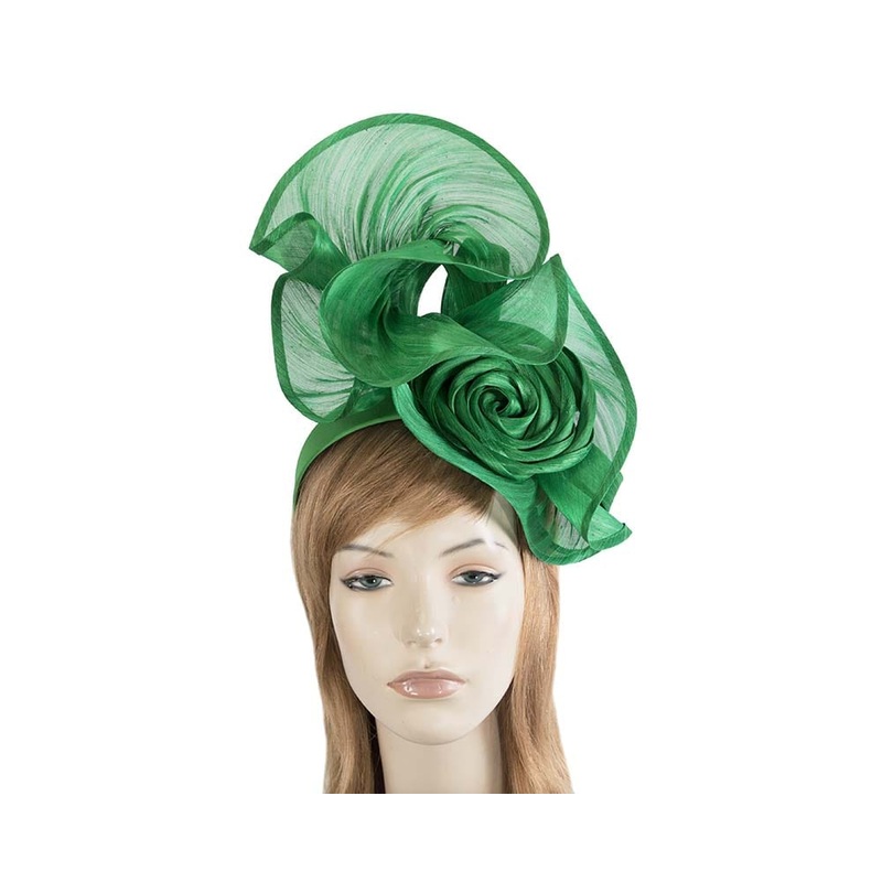 Tall green bespoke racing fascinator