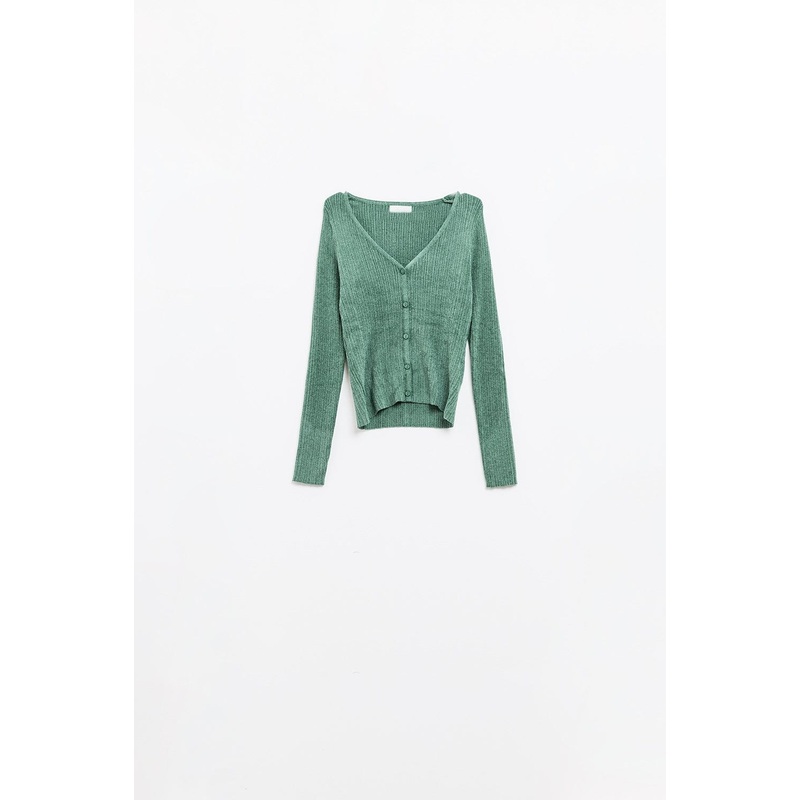 Textured Cardigan In Mint Green