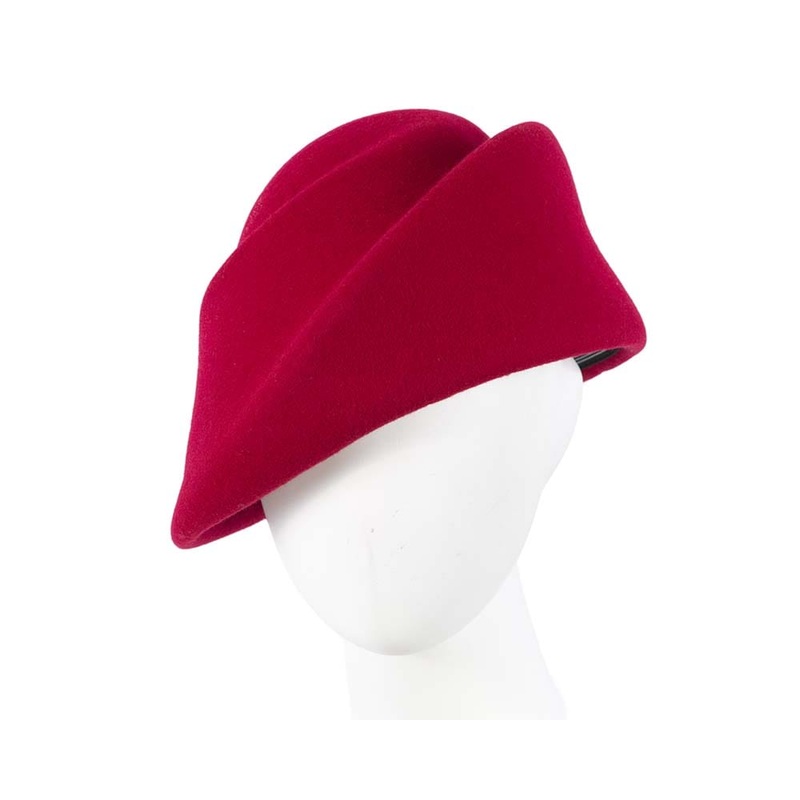 Unique red ladies winter felt fashion hat
