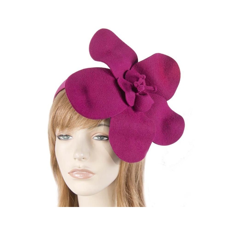 Unusual fuchsia felt Max Alexander fascinator for races buy online in Australia J295F