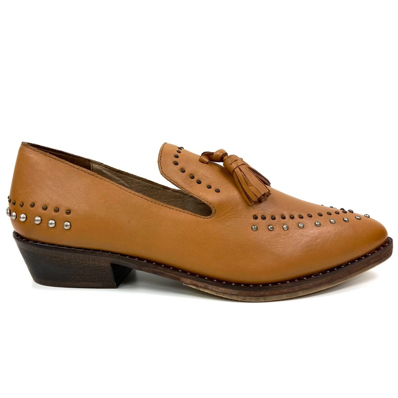 Bella Tan Studded Loafers
