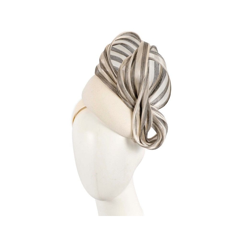 Bespoke cream black pillbox with bow by Fillies Collection