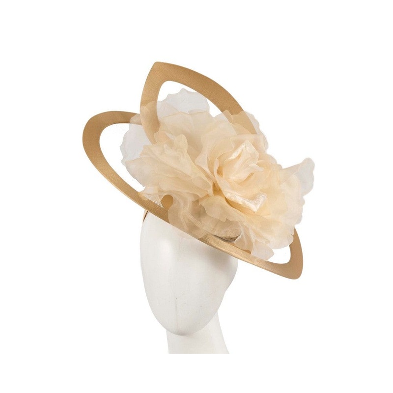 Bespoke large nude racing fascinator by Fillies Collection