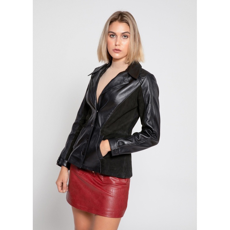 Fadcloset Womens Myrcella Suede Leather Blazer
