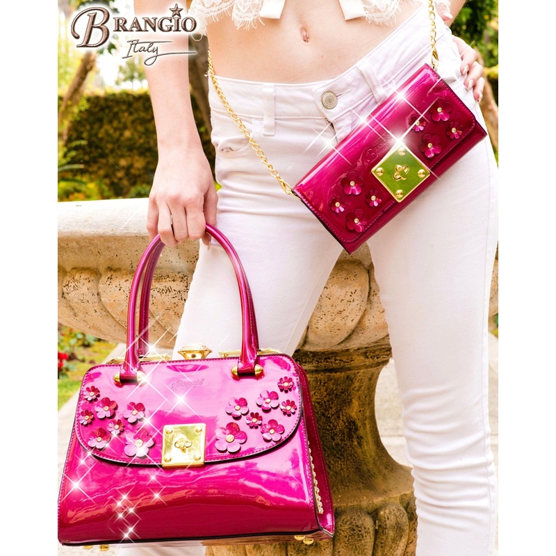Floral Sparx Designer Crystal Handbag + Wallet |BI