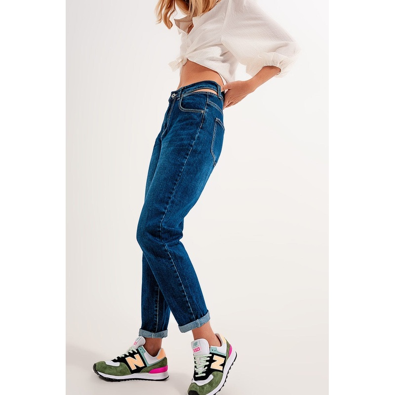 High Waisted Blue Cut Out Slim Jeans