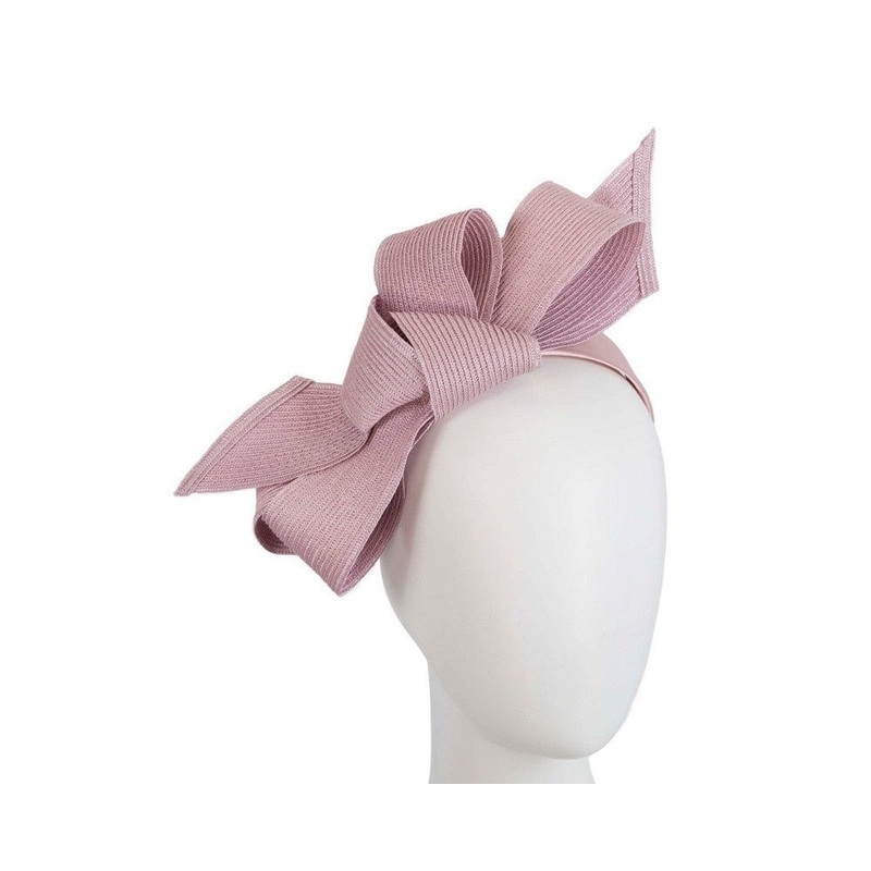 Large dusty pink bow racing fascinator by Max Alexander