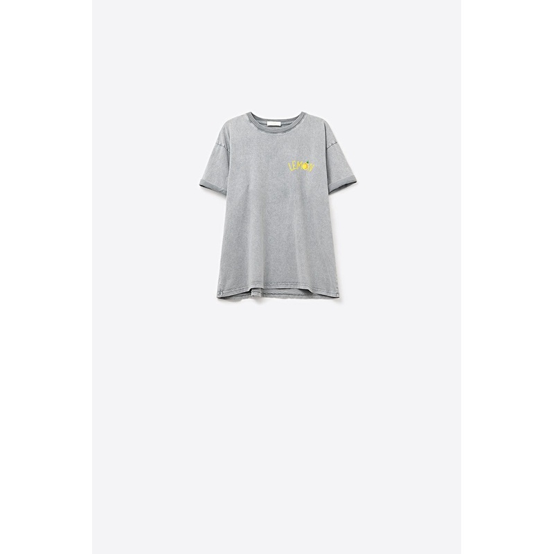 Made In Italy Wash Grey T-Shirt With Lemon Graphic