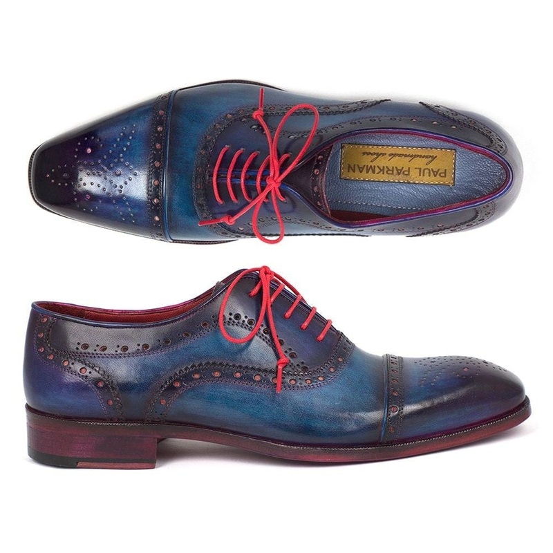 Paul Parkman Men’s Captoe Oxfords Blue & Parliament (ID#024-PARL)