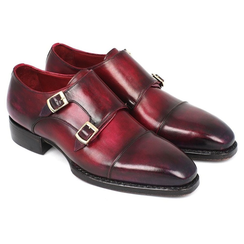 Paul Parkman Triple Leather Sole Hand-Welted Cap Toe Monkstraps (ID#LX77MNK)