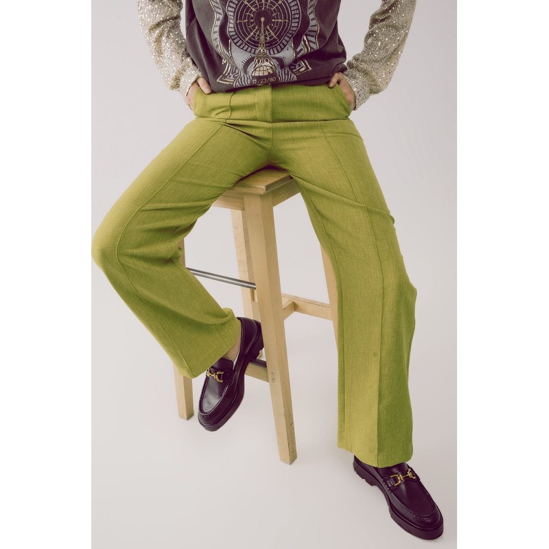 Straight Leg Tailored Pants In Green