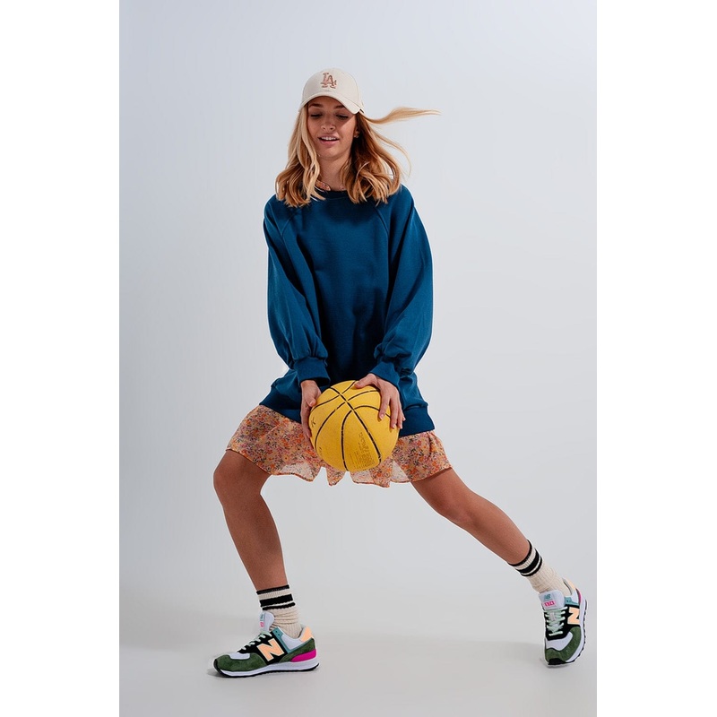 Super Oversized Sweatshirt With Seam Detail In Blue