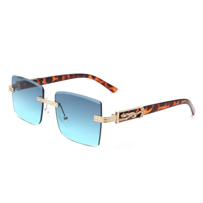 Tycho – Rimless Square Retro Tinted Fashion Flat Top Sunglasses