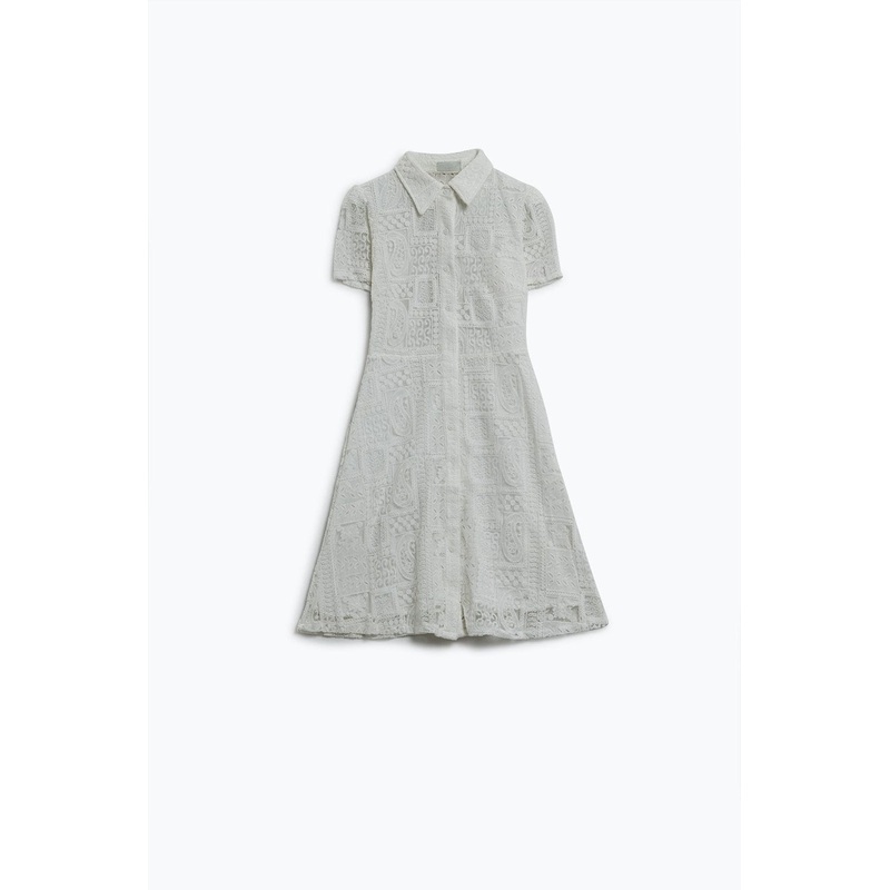 White Buttoned Crochet Dress