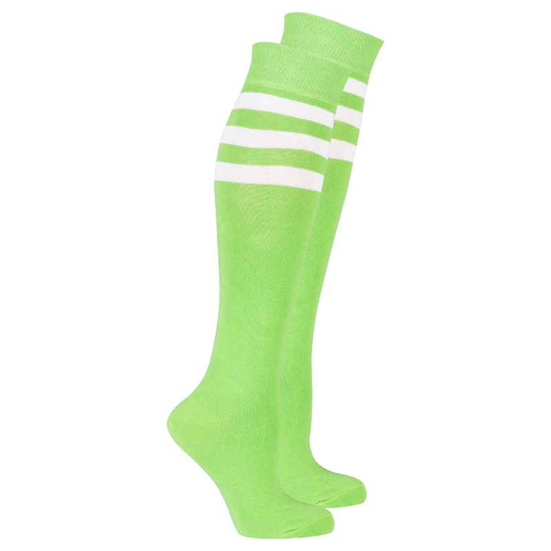 Women’s Lime Stripe Knee High Socks