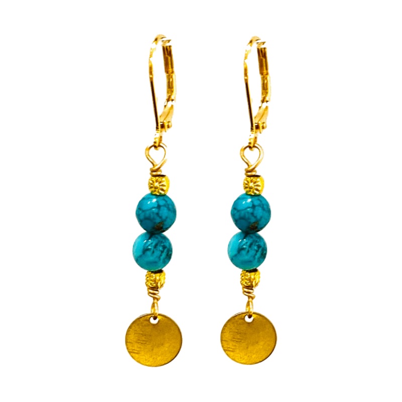 Women’s Stanka 2″ Turquoise & Gold Earrings | MINU