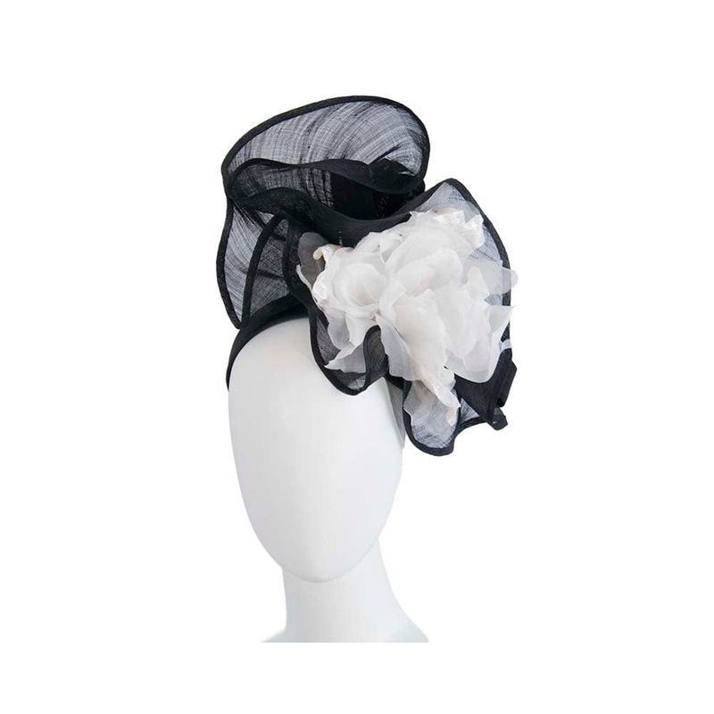 Bespoke large black & white fascinator