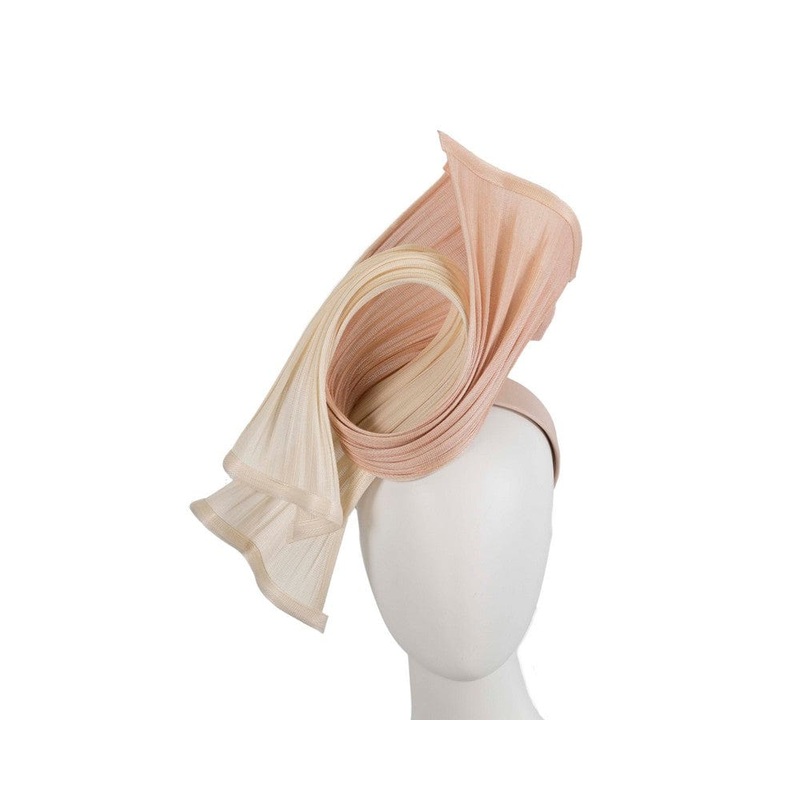 Bespoke nude & cream jinsin racing fascinator by Fillies Collection
