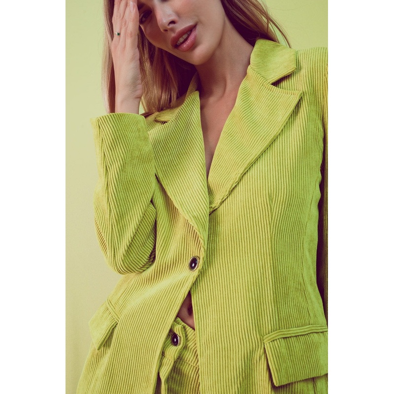 Blazer With Vintage Buttons In Lime Cord