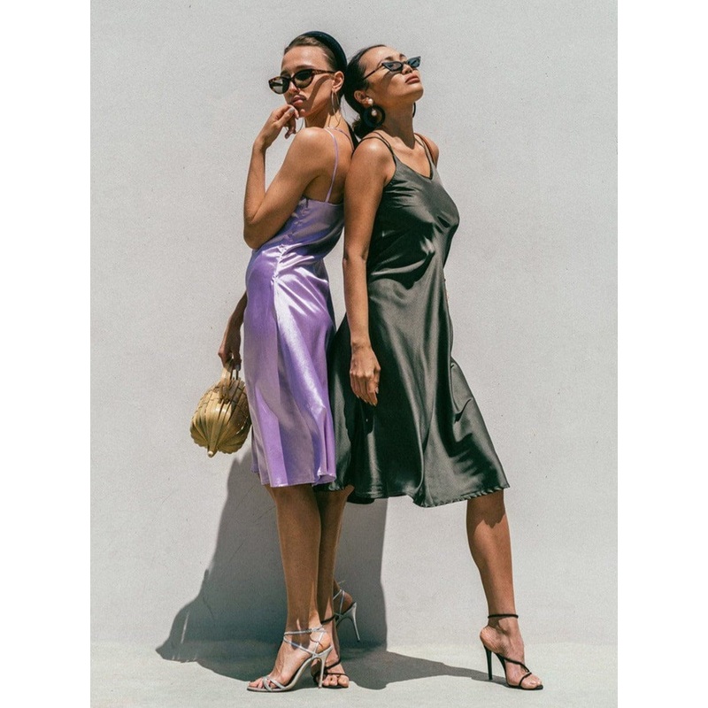 M.USE Florida Minimal Satin Slip Dress