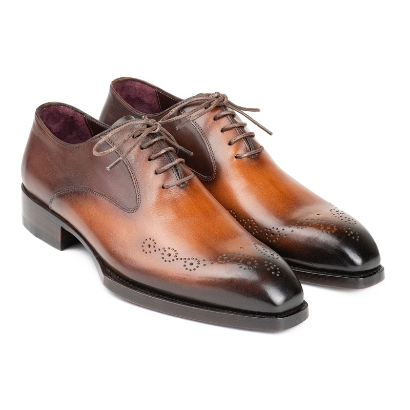 Paul Parkman Goodyear Welted Punched Oxfords Brown & Camel (ID#5364-BRC)