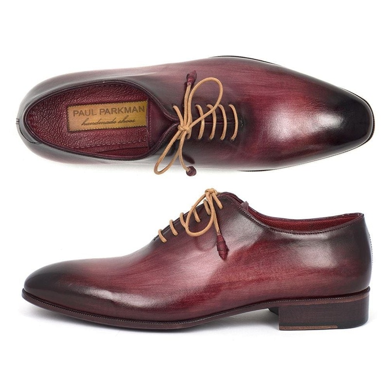 Paul Parkman Men’s Burgundy Wholecut Plain Toe Oxfords (ID#DS65BUR)