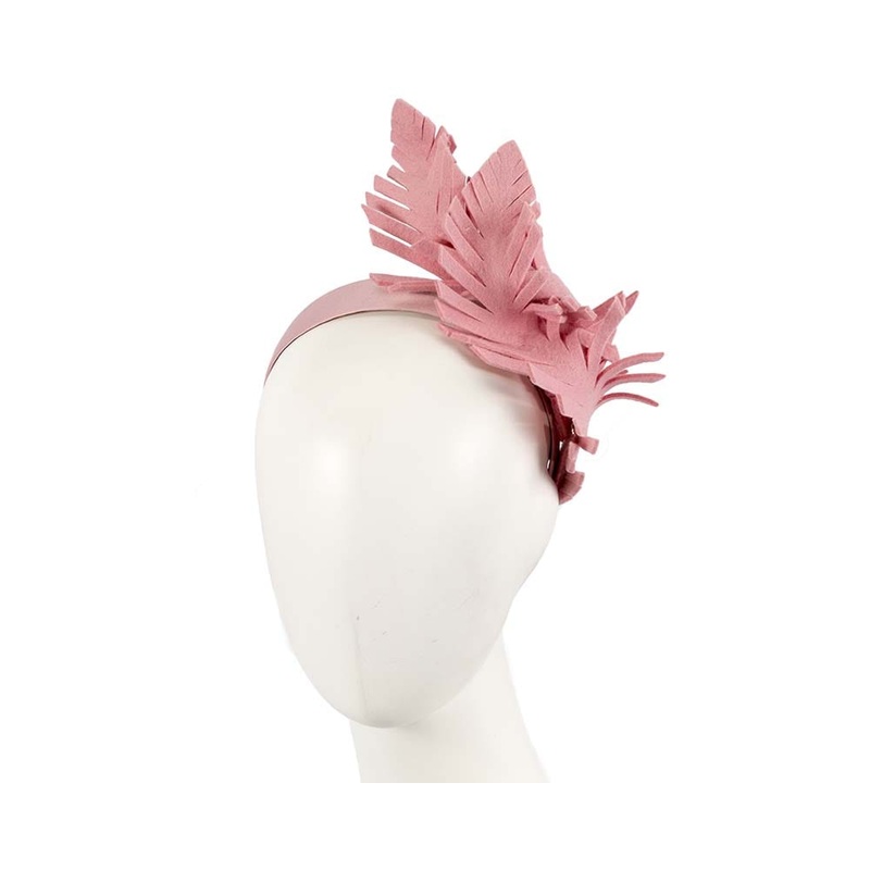 Pink felt leafs winter racing fascinator by Max Alexander