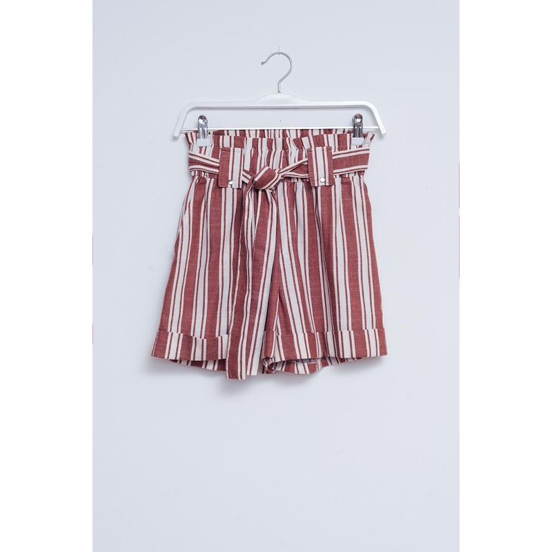 Shorts With Paperbag Waist In Orange