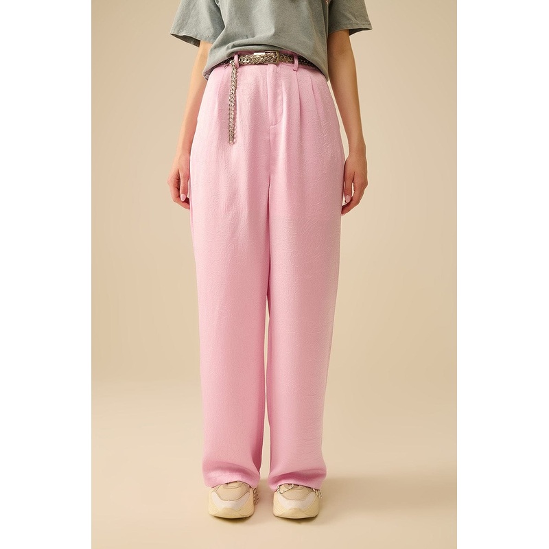 Tailored Satin Pants With Wide Leg In Pink