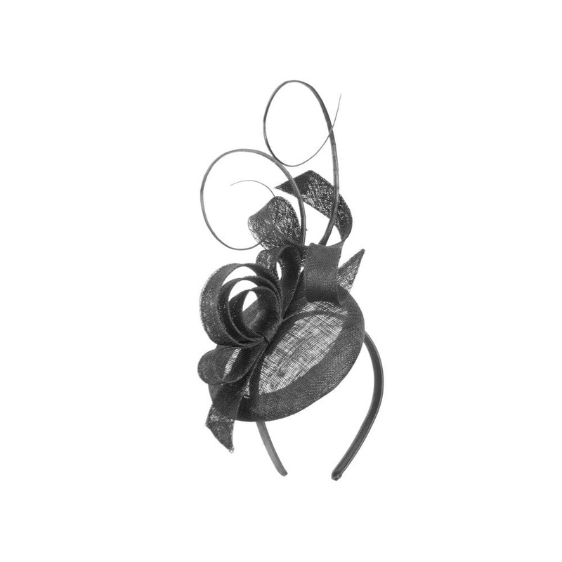 Tall black sinamay racing fascinator