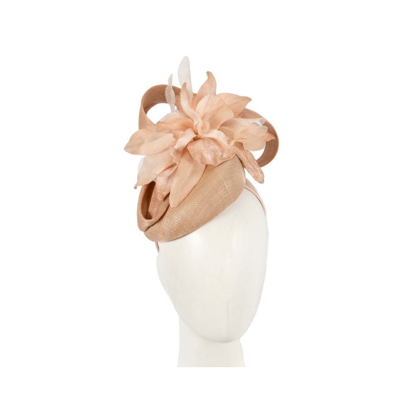 Tall nude racing pillbox fascinator by Fillies Collection