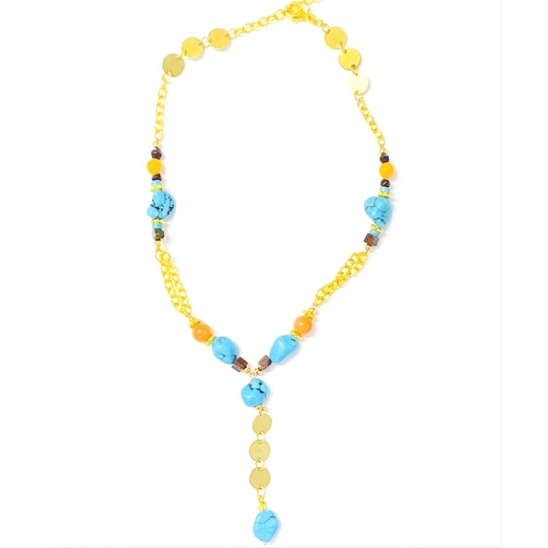 Women’s Vano Necklace in Turquoise, Orange Jade, Garnet & Jasper | MINU