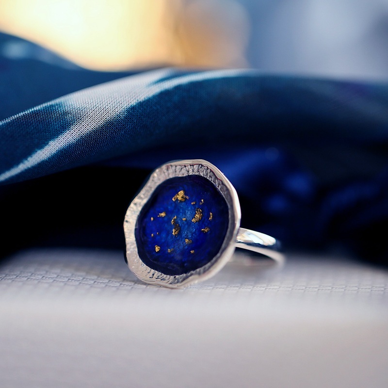 Lunar Universe Ring in Midnight Gold Enamel
