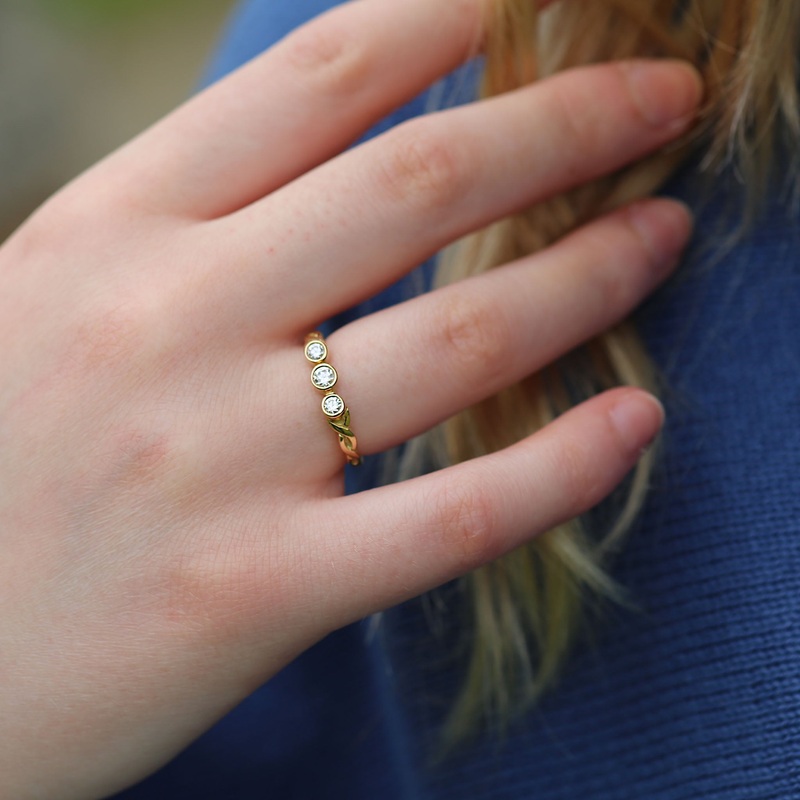 Celtic Trilogy Diamond Ring in 18ct Yellow Gold