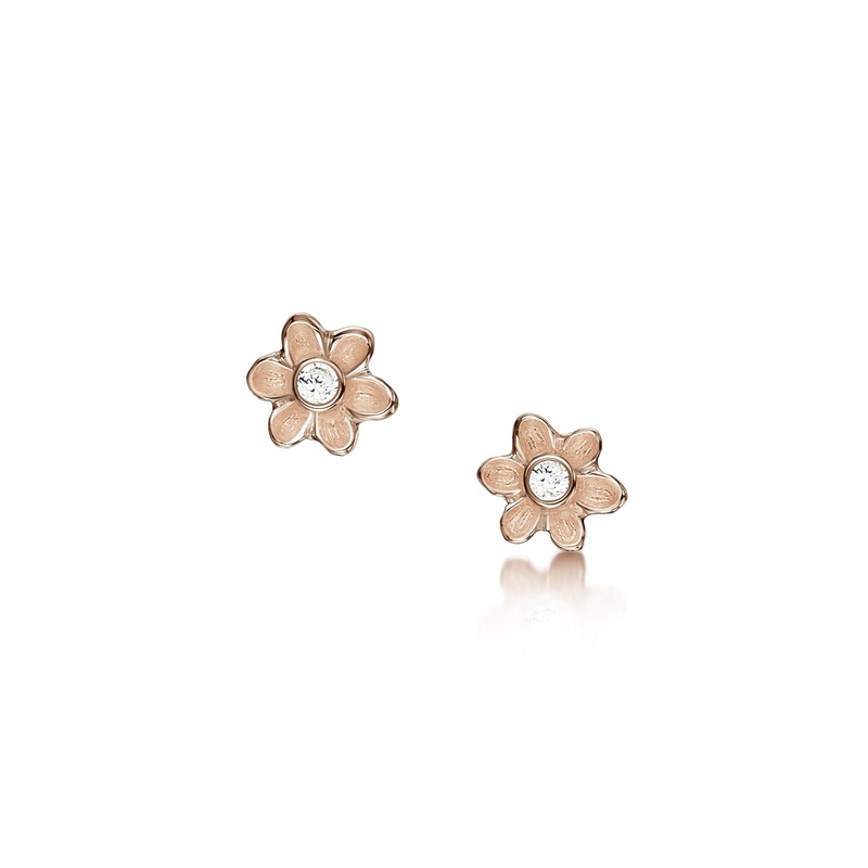 Diamond Daisies Petite Stud Earrings in 9ct Rose Gold