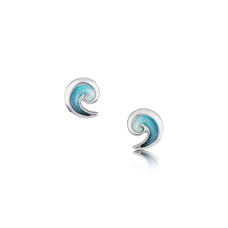 North Sea Wave Small Stud Earrings in Storm Enamel