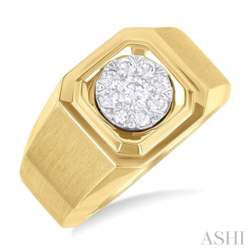 1/2 ctw Lovebright Two-Tone Round Cut Diamond Men’s Ring in 10K Yellow and White Gold