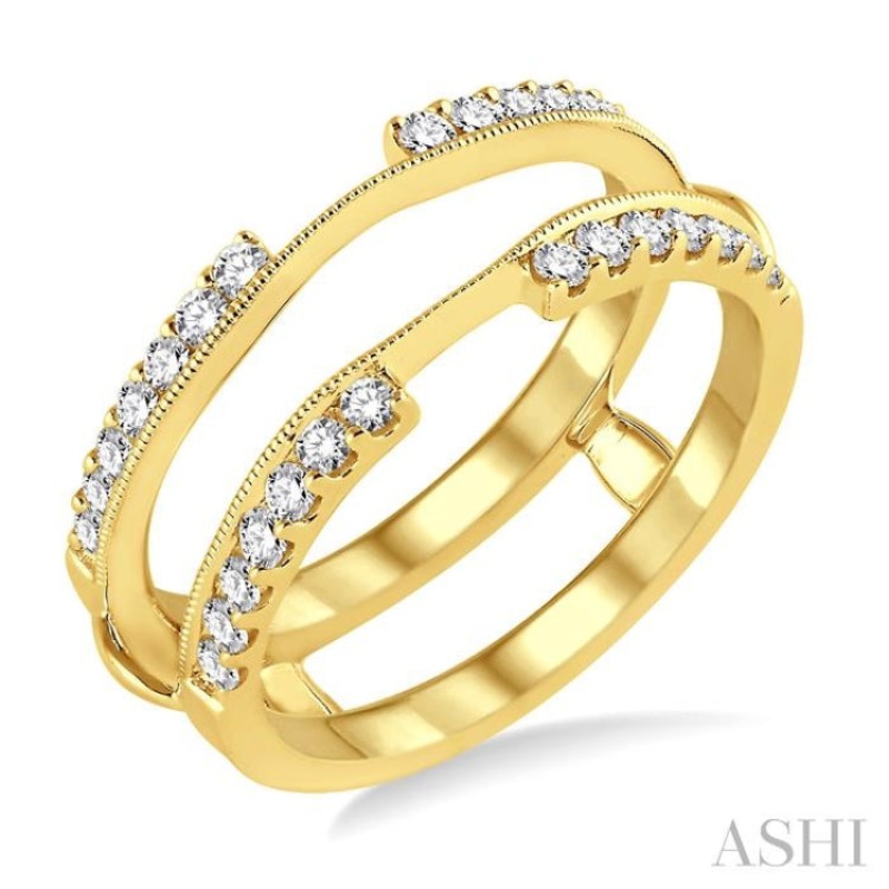 1/2 Ctw Round Cut Diamond Insert Ring in 14K Yellow Gold.