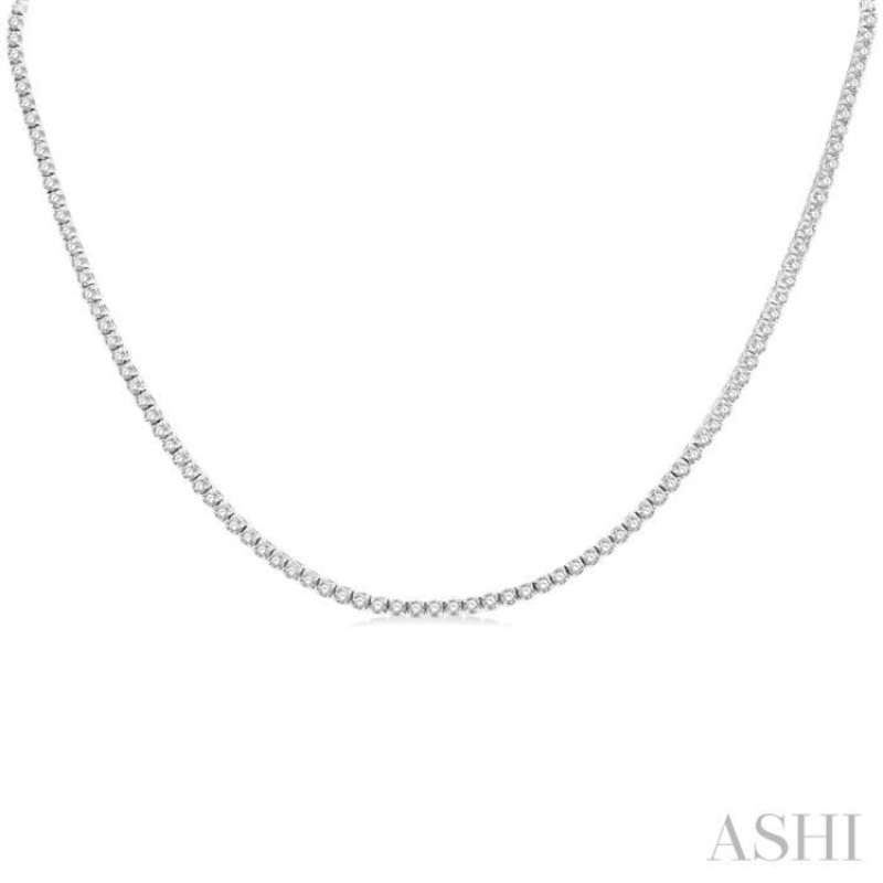 7.00 ctw Round Cut Diamond Tennis Necklace in 14K White Gold