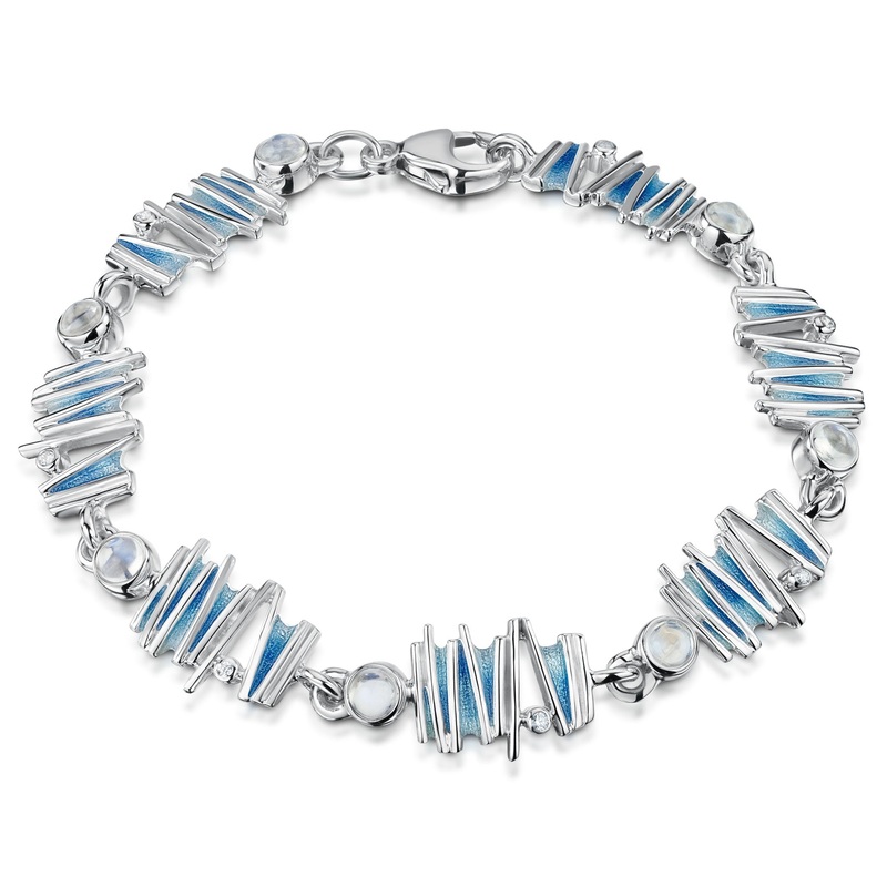 Moonlight 7-link Enamel Bracelet with Moonstone & CZ