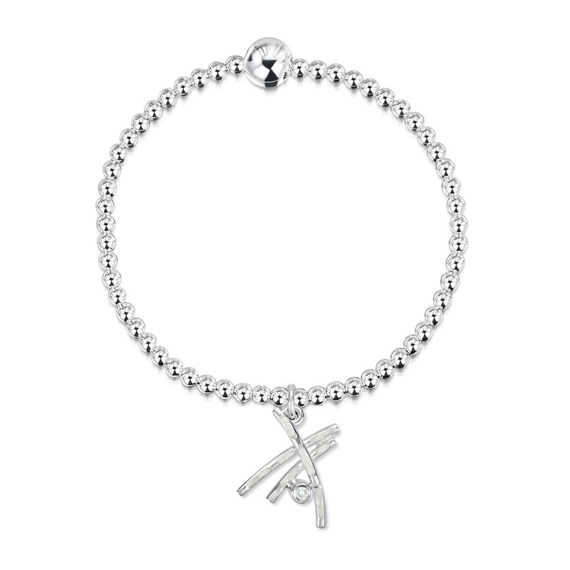 Morning Dew Cubic Zirconia Stretch Bracelet in Crystal Enamel