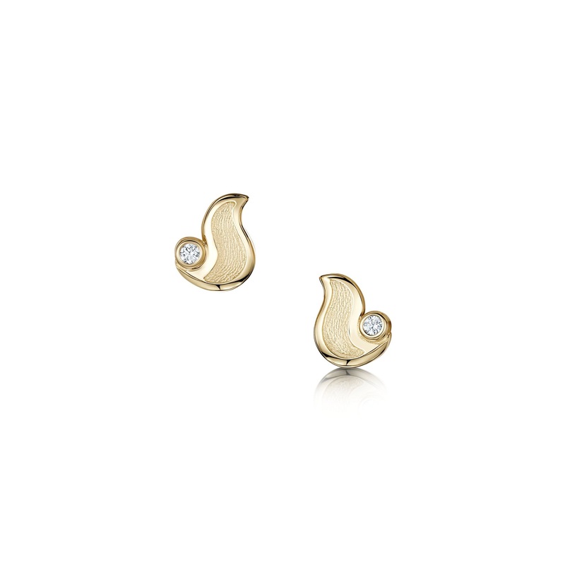 River Ripples Petite Diamond Stud Earrings in 9ct Yellow Gold