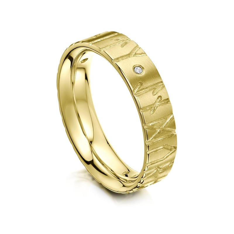 Runic Diamond Ring in 18ct Yellow Gold