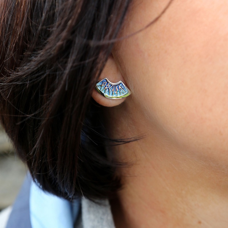 Runic ‘Orkney’ Small Stud Earrings in Skaill Enamel