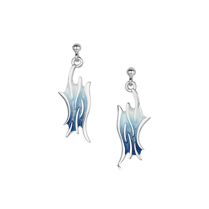 Sea Motion Drop Earrings in Lunar Light Enamel