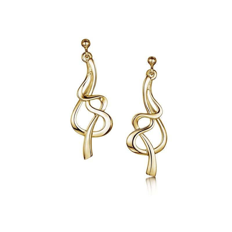 Tidal Dress Drop Earrings in 9ct Yellow Gold