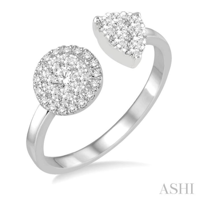 1/2 ctw Round and Pear Shape Diamond Lovebright Ring in 14K White Gold
